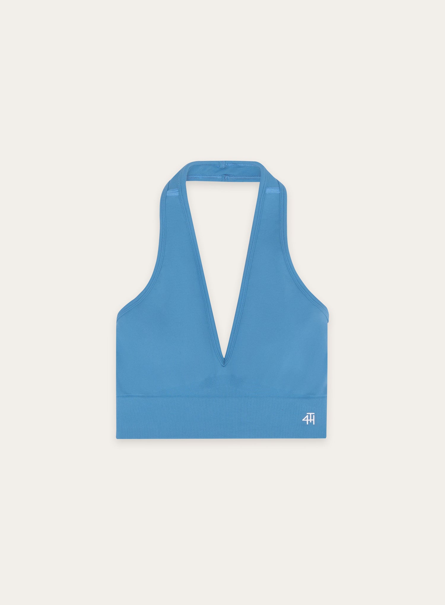 Blue Halter Neck Seamless Sports Bra